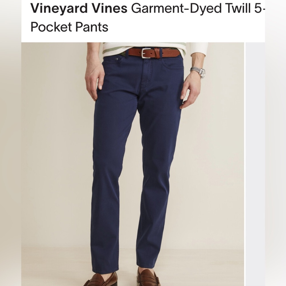Vineyard Vines Garment-Dyed Twill 5-Pocket Pants Navy 
NEW W TAGS 30x34 PERFECT